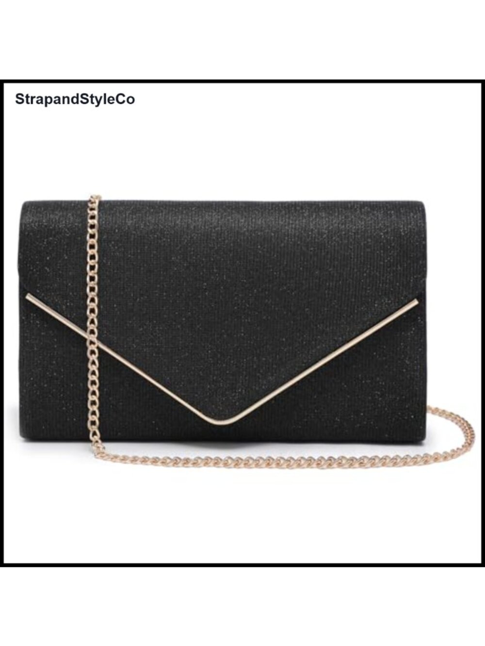 Glitter Frosted Clutch Evening Bag with Chain Strap